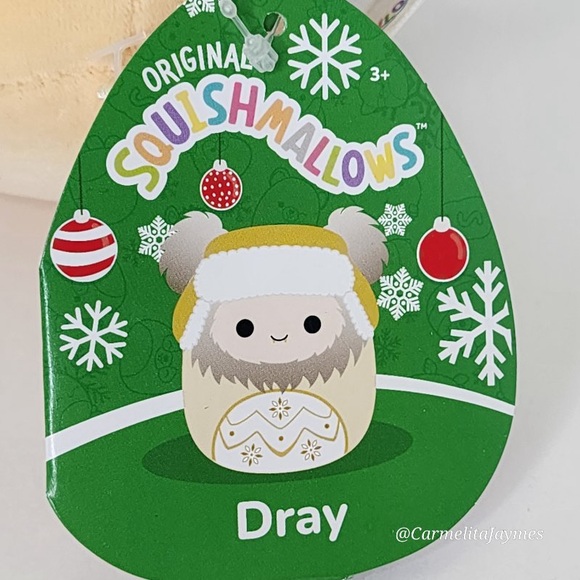 DRAY ⛄️ Gold Winter Yeti W/Hat Xmas Ornament Original Squishmallows Kellytoy NWT - Picture 3 of 8